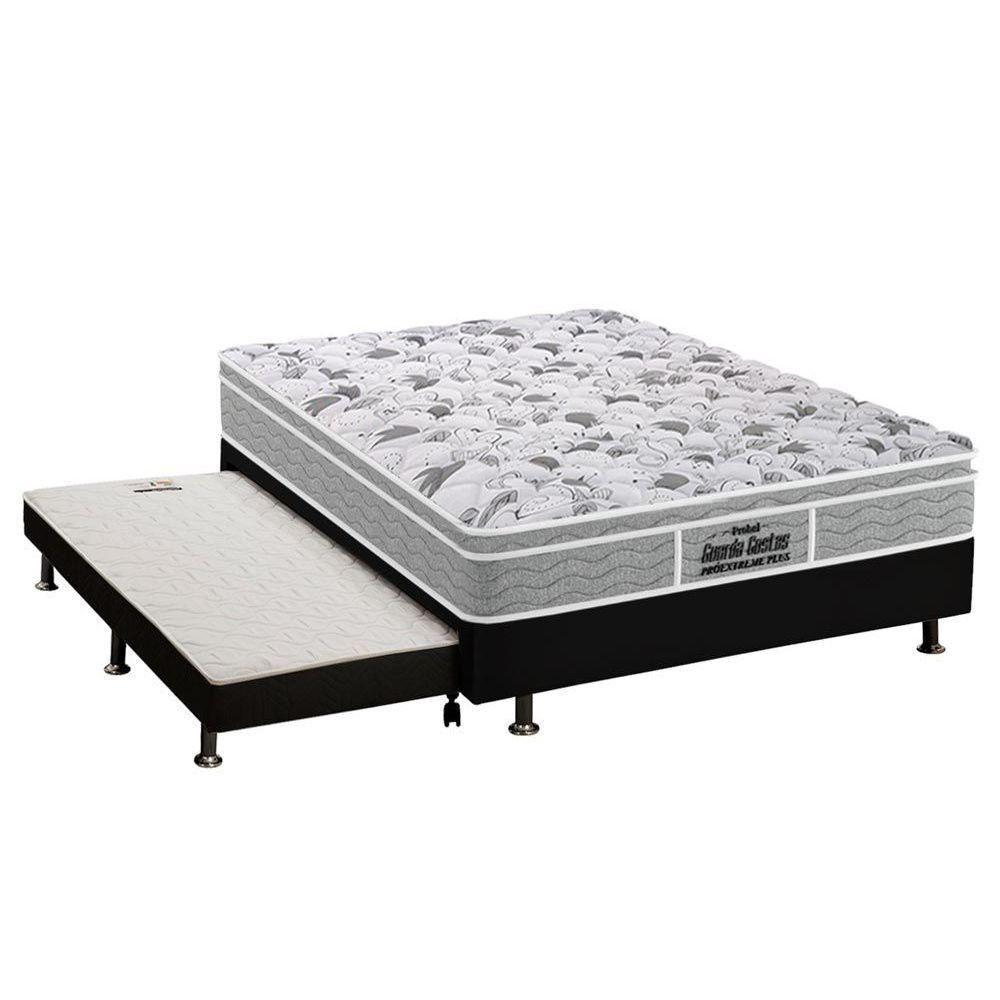 Cama Box C/Auxiliar Casal: Colchão Espuma Probel D45 Ep Guarda Costas Plus + Base Black(138X188) - 1