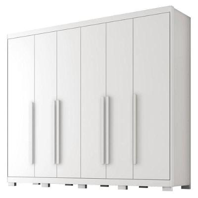 Guarda Roupa Casal Platinium 6 Portas de Bater 6 Gavetas MDF Branco Absoluto Semi Fosco