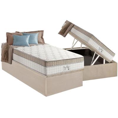 Cama Box Baú Solteiro King Best Euro Pillow Ensacadas Suede Bege Anjos