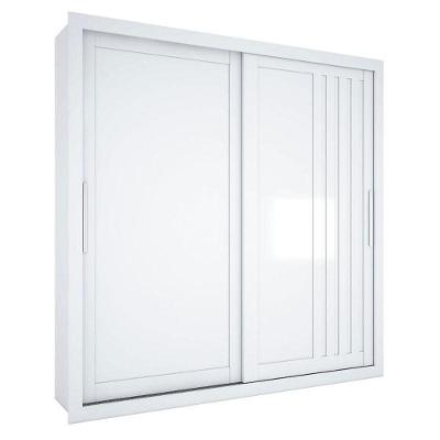 Guarda Roupa Casal Trianon 2 Portas de Correr 4 Gavetas MDP Branco Absoluto Semi Fosco