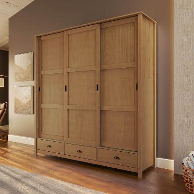 Guarda Roupa Casal Topázio 3 Portas de Correr 1 Gaveta Pinus Freijó Finestra Móveis