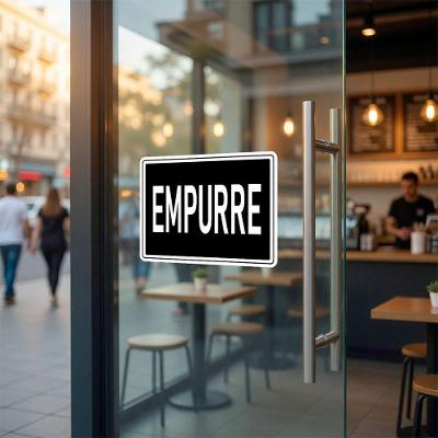 Placa Empurre Porta Vidro Comércio Vinil Automotivo 20x15cm Teu Adesivo