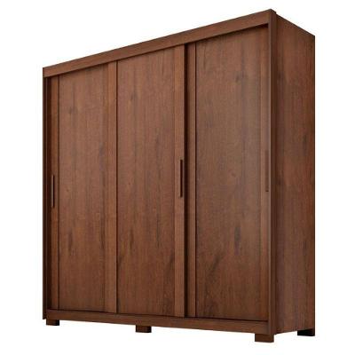 Guarda Roupa Casal Confort 3 Portas de Correr 4 Gavetas Jacarandá Fosco