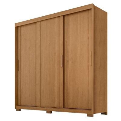 Guarda Roupa Casal Confort 3 Portas de Correr 4 Gavetas MDP Cinamomo Fosco