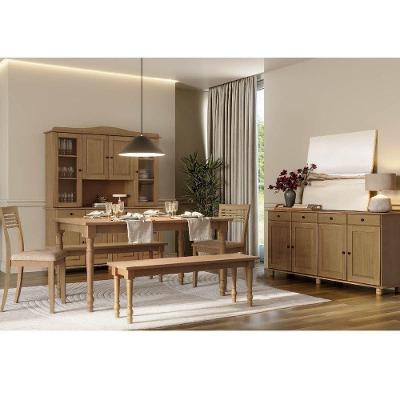 Conjunto Rubi 6 Lugares Pinus Cristaleira Balcão Mesa Bancos Cadeiras Freijó Finestra Móveis