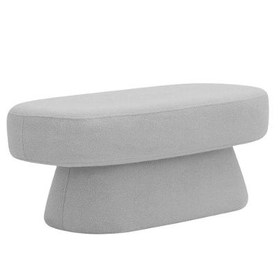 Banco Orgânico Liz 102cm Bouclé Poliéster Cinza Claro Nexta Casa