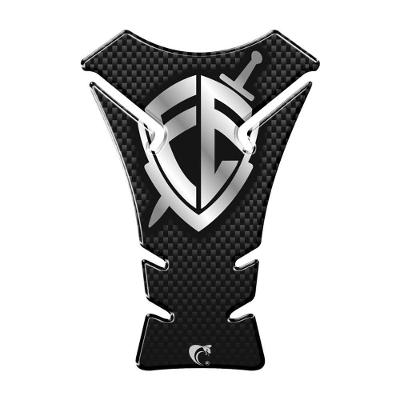 Adesivo Protetor de Tanque Moto Resinado 3D Escudo FE Preto Carbono