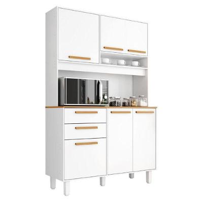 Armário de Cozinha Kit Prime 6 Portas 2 Gavetas MDF 120CM Branco Zanzini