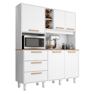 Armário de Cozinha Kit Max 5 Portas 3 Gavetas MDF 160CM Branco Zanzini