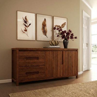 Balcão Buffet Nature 1553NE 2 Portas 4 Gavetas Madeira 45CM Escuro Finestra Móveis
