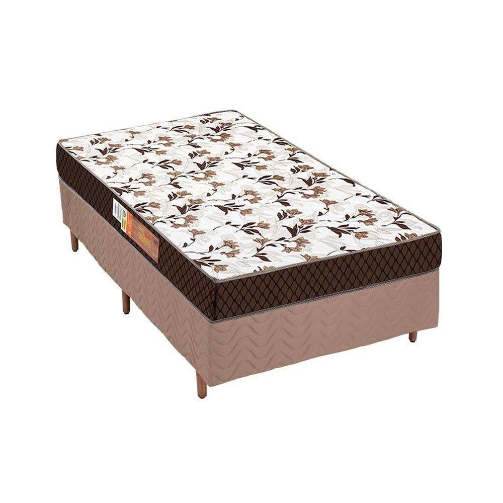 Cama Box Solteiro: Colchão Espuma Polar D28 Pérola + Base CRC Rústico Clean(88x188) - 1