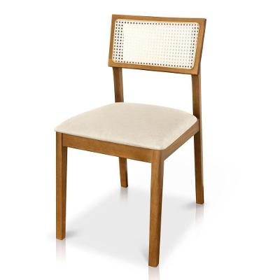 Cadeira Millie Madeira Maciça Tela Natural Couríssimo Bege Desk Design