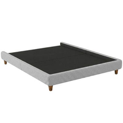 Cama Base Box Queen Otto Bouclé Pés Madeira MDF-MDP Cinza Claro