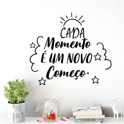 Adesivo Decorativo Frase Cada Momento É um Novo Começo Preto Teu Adesivo