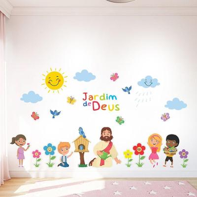 Adesivo Decorativo Parede Jardim de Deus Infantil Religioso Branco