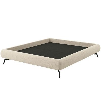 Cama Box Casal Nami MDF Pés Metal Revestimento Linho Cru Nexta Casa