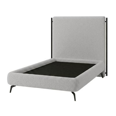Cama Solteiro Nami Cabeceira Parise Bouclé Cinza Claro Nexta Casa