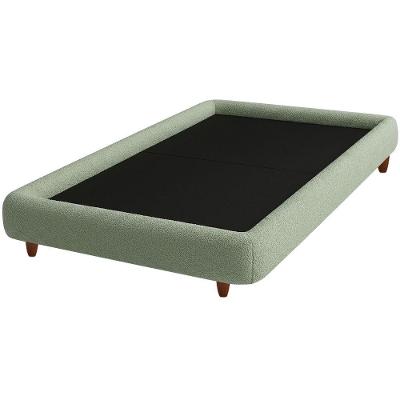 Cama Solteiro Nami Bouclé Pés de Madeira Verde Claro Nexta Casa
