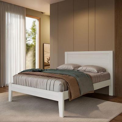 Cama Casal Topázio 2808BF Madeira Pinus Branco e Freijó Finestra Móveis