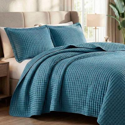 Colcha Cobre Leito Encanto Queen 3 Peças Poliéster Matelassê Azul