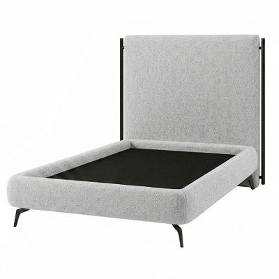 Cama Solteiro Nami Cabeceira Parise Linho Cinza Claro MDF Nexta Casa