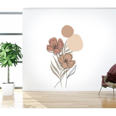 Adesivo Decorativo Floral Minimalista para Parede Preto Boho
