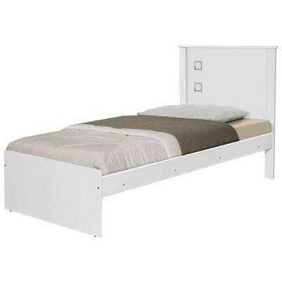 Cama Solteiro Barcelona MDF-MDP Fosco Branco Tebarrot Móveis