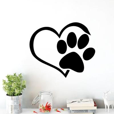Adesivo Decorativo Patinha Pet Coração para Parede Vinil Preto