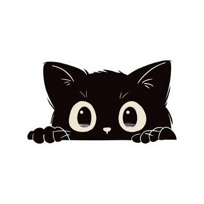 Adesivo Gatinho Espiando Decorativo Vinil Recortado Preto Teu Adesivo