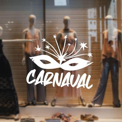 Adesivo Decorativo para Vitrine Carnaval em Vinil 90 X 71,5cm Branco