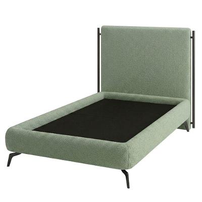 Cama Solteiro Nami com Cabeceira Parise Bouclé Verde Claro MDF-MDP