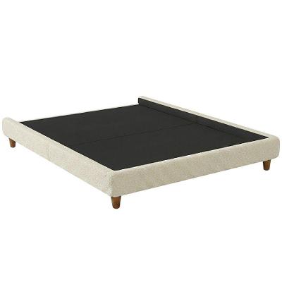 Cama Box Casal Otto Pés Madeira MDF-MDP Bouclé Off White Nexta