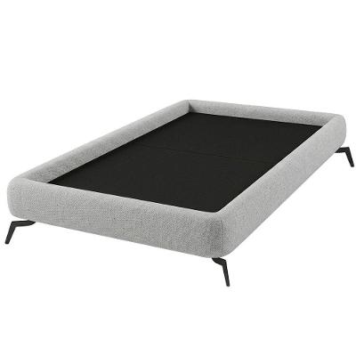Cama Solteiro Nami Linho Pés de Ferro MDF Cinza Claro Nexta Casa