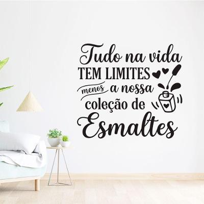 Adesivo Parede Esmaltes Manicure Vinil 95x85,8cm Preto Teu Adesivo