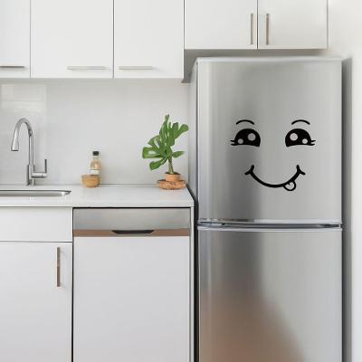 Adesivo Geladeira Carinha Sorrindo Divertida Vinil Preto 30x25cm Teu