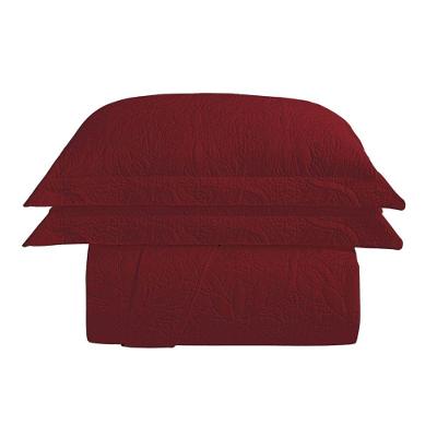 Colcha Cobre Leito Domus Casal 3 Peças 100% Poliéster Matelassê Vermelho