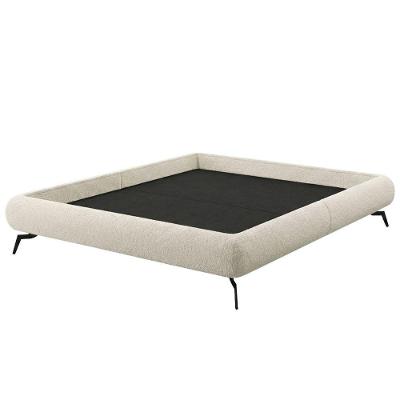 Cama Box Queen Nami MDF Pés de Metal Bouclé Off White Nexta Casa