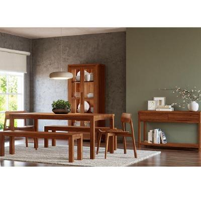 Conjunto Jantar Nature 6 Lugares Madeira Pinus Rústico Escuro Finestra Móveis