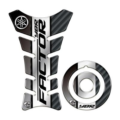 Kit Protetor Tanque Bocal Prata Carbon Yamaha YBR Factor Resinado Teu Adesivo