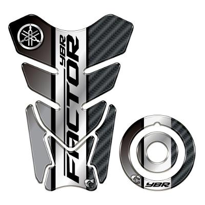 Kit Protetor Tanque Bocal Prata Carbon Yamaha YBR Factor Vinil Resinado Teu Adesivo