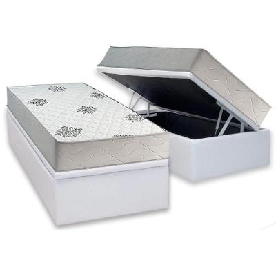 Kit Cama Box Baú Solteiro Colchão Ortopédico Espuma D28 88x188CM Branco a Costa Rica