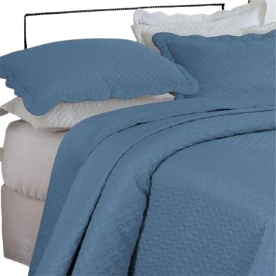 Kit Colcha Casal Bouti Dupla Face 3 Peças Microfibra Reversível Azul Cobalto