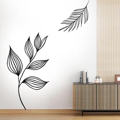 Adesivo Decorativo Folhas Minimalistas Autocolante Preto Teu Adesivo