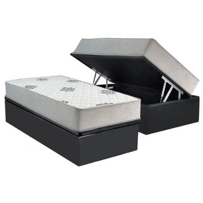 Kit Cama Box Baú Solteiro Colchão Ortopédico D28 88x188CM Cinza a Costa Rica