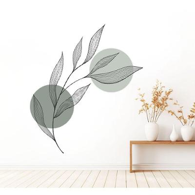 Adesivo Parede Galho Folhas Minimalista 69,2x120,5cm Preto Teu Adesivo