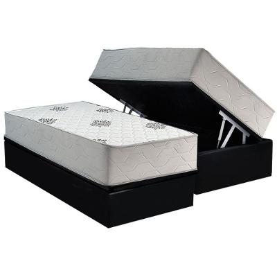 Kit Cama Box Baú Solteiro Corano Black Colchão Ortopédico D28 Preto a Costa Rica