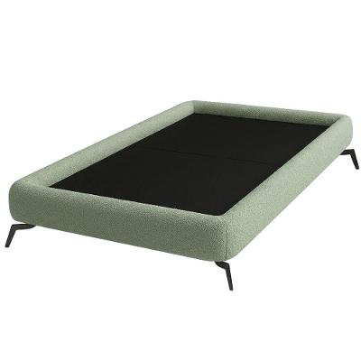 Cama Solteiro Nami Bouclé Pés Ferro MDF Verde Claro Nexta Casa
