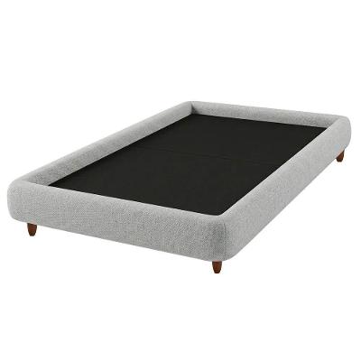 Cama Solteiro Nami Pés de Madeira Linho Cinza Claro Nexta Casa