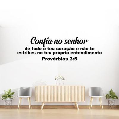 Adesivo Decorativo de Parede Frase Bíblica Confia no Senhor Vinil Preto