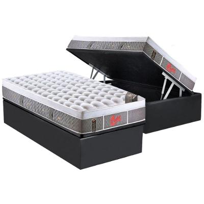 Kit Cama Box Baú Solteiro Suede Gray Molas Ensacadas Cinza a Costa Rica